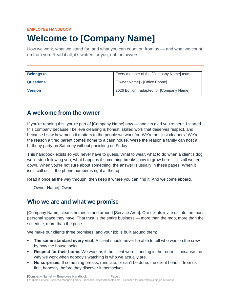 Employee Handbook — first page